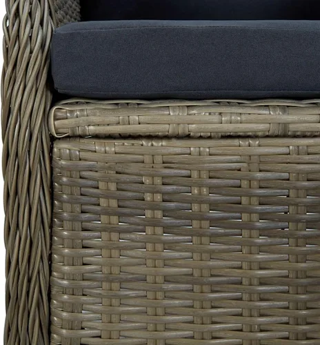 Vista 7 de Silla de patio reclinable con cojines Poly Rattan Brown Patio Sillas Sillas para Comedor para picnic Patio Sala Terraza Marrón