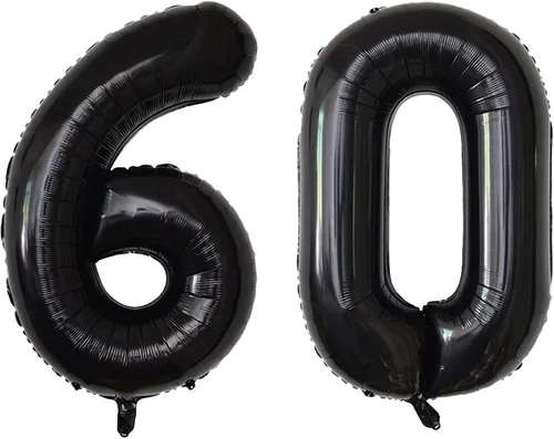 Vista 144 de Globos gigantes de números negros de 40 pulgadas, globos de aluminio de Mylar con helio para cumpleaños, globo número 0 para decoración de fiestas