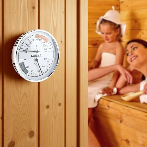 Vista 7 de Termómetro higrómetro de sauna 2 en 1, medidor de temperatura de sauna colgante para temperatura de humedad interior, rango de temperatura 70-250°F
