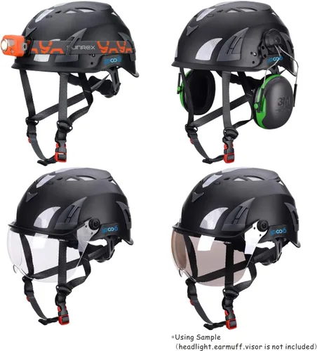 Vista 5 de Casco de trabajo de arborista de espeleología para adultos, senderismo y escalada