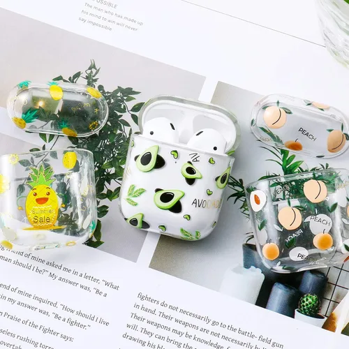 Vista 7 de AKABEILA Funda compatible con Apple Airpods 2, diseño de policarbonato duro, transparente, a prueba de golpes [LED frontal visible], funda