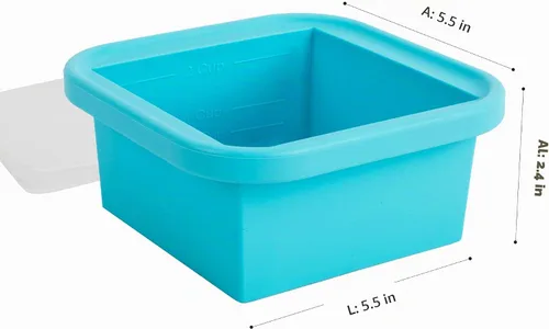 Vista 7 de Bandeja de silicona para congelador de 2 tazas con tapa, paquete de 2 recipientes de congelación de alimentos de porciones grandes para sopa, caldo