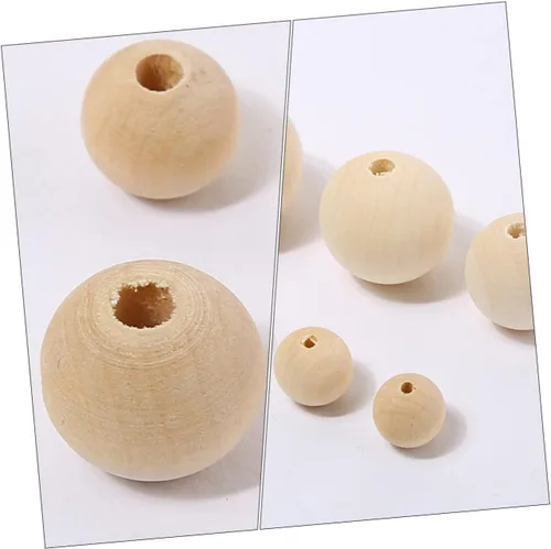 Vista 4 de COHEALI 100 cuentas de madera natural para manualidades, atrapasueños, cuentas sueltas para decoración de joyas y proyectos hechos a mano