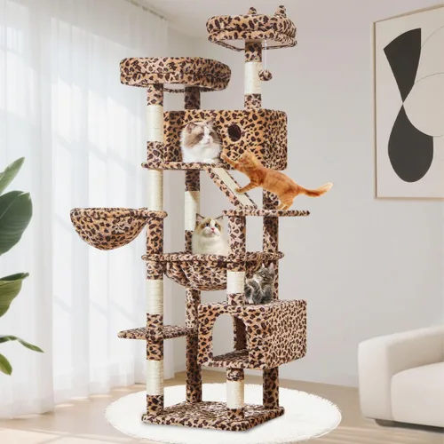 Vista 19 de Taoqimiao Árbol para gatos de 57.5 pulgadas, torre para gatos de interior para adultos, condominio extragrande para gatos, 8 postes rascadores