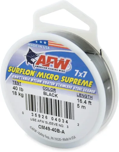 Vista 8 de American Fishing Wire Surflon Micro Supreme Nylon recubierto 7x7 de acero inoxidable, líder en alambres anudables para pesca en agua salada, pesca