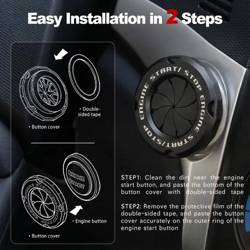 Vista 5 de Cubierta de Botón de Arranque Giratorio, Accesorios de Motor de Coche Push to Start Stop, Cubierta de Interruptor de Encendido Automático, Regalo