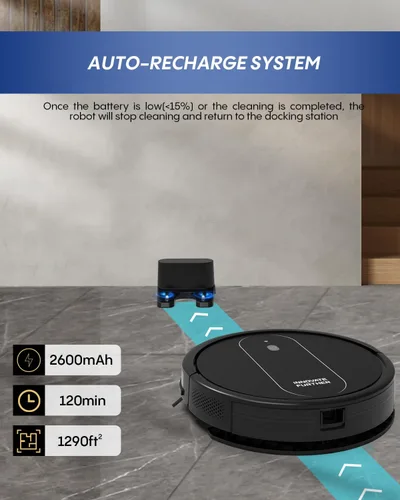 Vista 5 de Robot aspirador y trapeador 3 en 1, 4000 Pa, aspirador robot de succión fuerte, navegación inteligente, control Alexa/aplicación, cepillo central