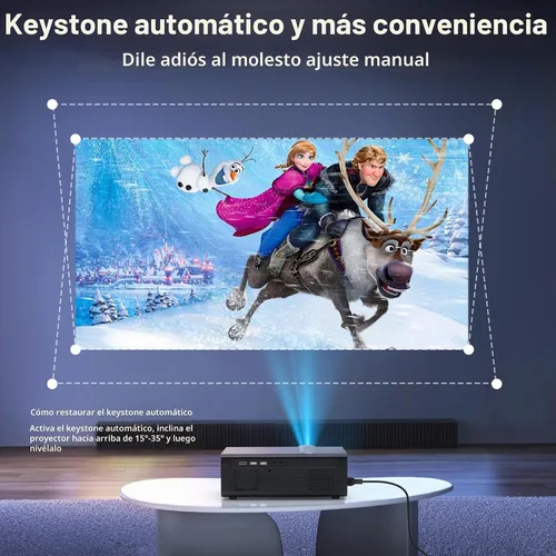 Vista 6 de FUDONI Proyector Bluetooth inteligente WiFi6, aplicaciones integradas Gris Negro