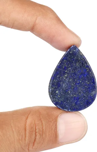 Vista 3 de Piedra de lapislázuli azul natural, pera de espalda plana 49.85 quilates, piedra preciosa suelta de lapislázuli azul