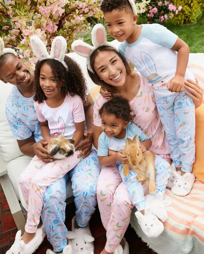 Vista 36 de The Children's Place - Pijamas de algodón a juego para la familia, temática de Pascua