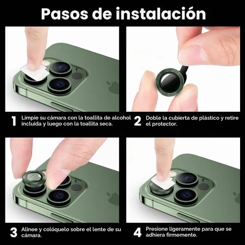 Vista 7 de Tensea Protector de lente de cámara para iPhone 13 Pro, iPhone 13 Pro Max Verde alpino