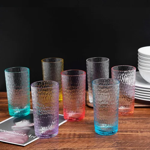 Vista 3 de KX-WARE Vasos acrílicos de plástico con forma de panal de abeja de 22 onzas, juego de 6 vasos transparentes