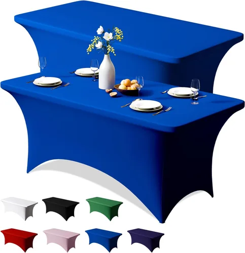 Vista 15 de Trlyc Paquete de 1 mantel rectangular de elastano de 4 pies – 48 x 30 pulgadas, resistente a las arrugas, para bodas, fiestas, banquetes, picnic