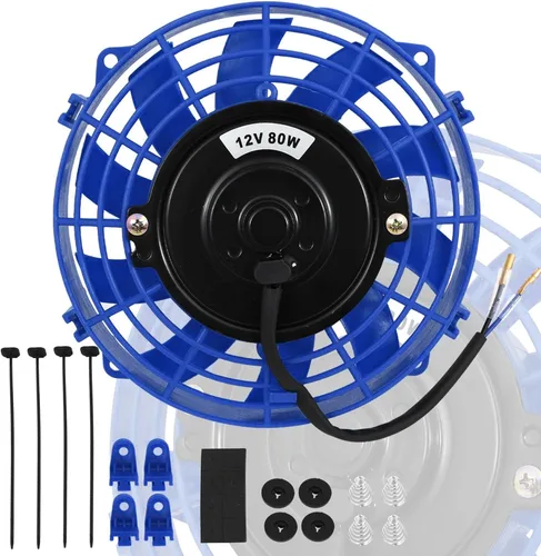 Vista 12 de 7 "pulgadas universal delgado ventilador push pull radiador eléctrico refrigeración 12V kit de montaje negro