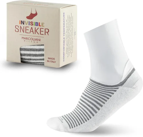 Vista 9 de Marcoliani Milano Calcetines de vestir para hombre - Invisible Sneaker MicroCushion Pima Cotton Palio Stripe