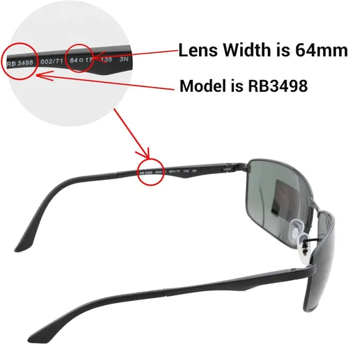 Vista 5 de Walleva Lentes de repuesto para lentes de sol Ray-Ban RB3498 de 2.520in, múltiples opciones disponibles