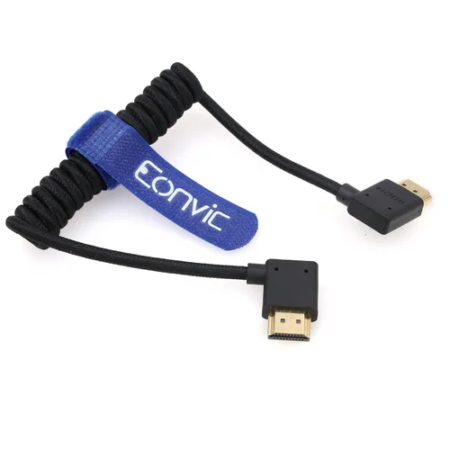 Vista 31 de 8K HDMI a abajo HDMI de alta velocidad negro en espiral trenzado cable para Sony A7S3 FX3 FX9 Canon C70 Z CAM E2 cámara Atomos Ninja V Shinobi Cable