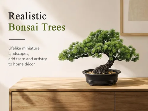 Vista 12 de Árbol bonsái de enebro artificial para decorar interiores para casa u oficina