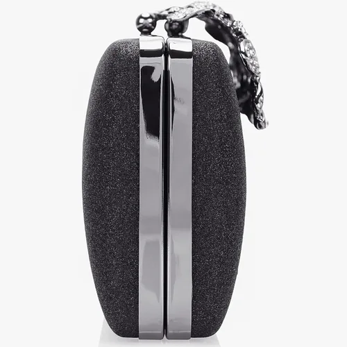 Vista 6 de Dexmay - Bolso de mano con diamantes de imitación con cierre floral de cristal, bolso de noche formal para mujer