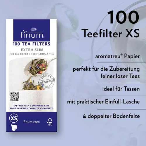 Vista 3 de Finum Bolsas de filtro de té de papel desechables para té suelto, blanco, extra delgado, 100