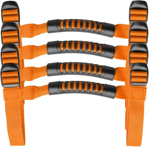 Vista 9 de Bentolin 4 x Asas de Agarre de Barra Antivuelco Compatibles para Jeep Wrangler YJ TJ JK JKU JL Sports Sahara Freedom Rubicon X & Unlimited X Negro