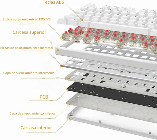 Vista 5 de IROK FE98Pro Teclado mecánico inalámbrico RGB intercambiable en caliente, teclado de tres capas de amortiguación para juegos de 98 teclas