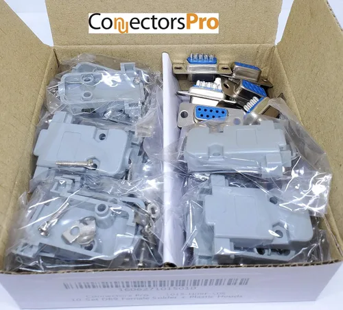 Vista 8 de Accesorios de PC – Connectors Pro 10 juegos de copa de soldadura DB9 hembra + capuchas de plástico, 9 pines D-Sub conector y capó, paquete de 20