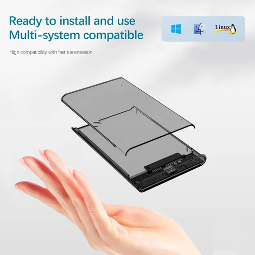 Vista 4 de Carcasa para disco duro de 2.5", Wansurs 6Gbps USB 3.1 Gen 1 a SATA III Caja de disco duro SSD sin herramientas para HDD y SSD SATA de 2.5 pulgadas
