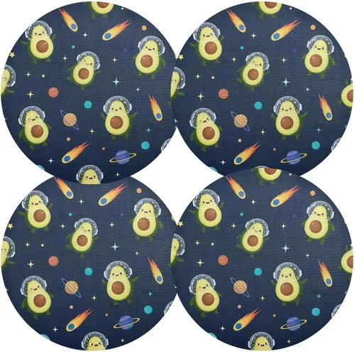 Vista 2 de Cute Avocados Space Blue Table Placemats, Heat Resistant Non Slip Decorative Placemats for Kitchen one sizex4