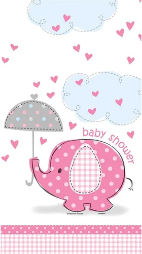 Vista 2 de Mantel de plástico para baby shower con diseño de elefante azul, 84 x 54 pulgadas