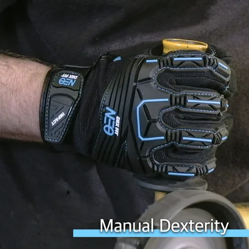 Vista 5 de DEX FIT Guantes de trabajo MG310G Impact, duraderos, agarre resistente, antivibración, amortiguadores, ajuste cómodo, compatibles con pantallas Negro