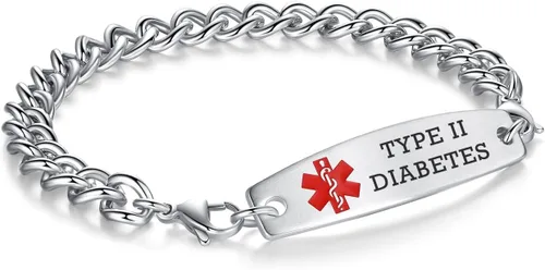Vista 198 de Brazaletes de alerta médica ajustables de 7.5" a 9" para mujer/hombre, de acero inoxidable, intercambiables Cadena de bloque