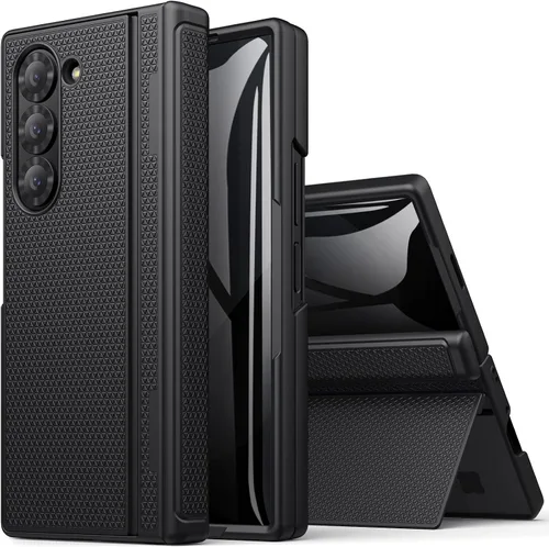 Vista 8 de BXYJY Funda para Samsung Galaxy Z Fold 6 con función atril, protector de pantalla frontal y protección de bisagra, ajuste delgado, resistente, duro