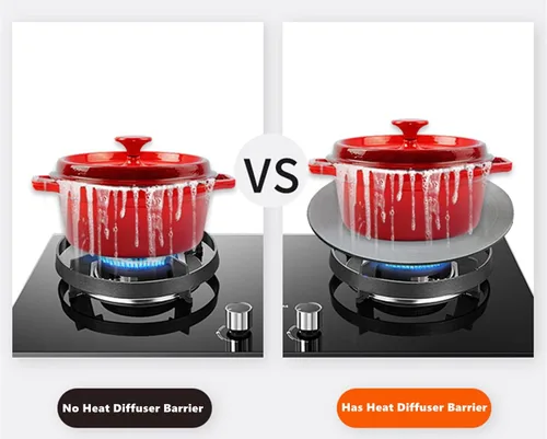 Vista 4 de Difusor de calor para estufa de gas, accesorios de utensilios de cocina, difusor de estufa para protección de ollas, bandeja redonda