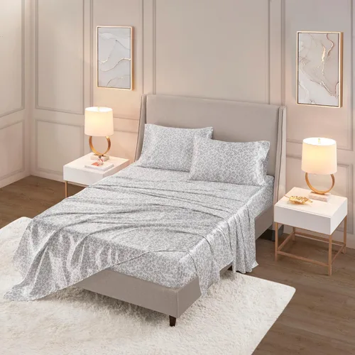 Vista 262 de Madison Park Essentials - Juego de sábanas de satén de lujo y sedoso con brillo natural, bolsillo elástico de 14 pulgadas para colchones de hasta 16