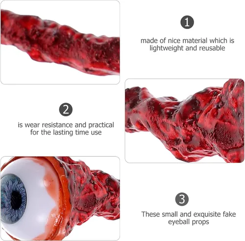Vista 3 de TOYANDONA 2 piezas de globos oculares rasgados de látex para cabeza muerta, ojos falsos aterradores, realistas, de simulación sangrienta, accesorios