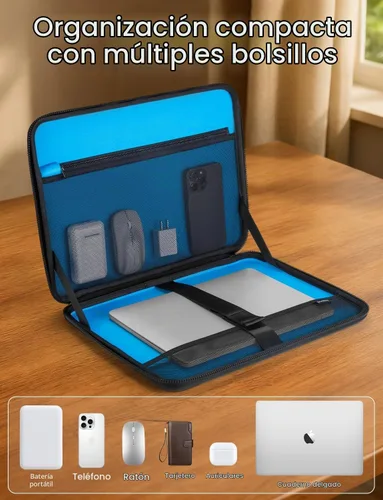 Vista 4 de DOMISO Funda para laptop de 13 pulgadas con asa, a prueba de golpes y resistente al agua, funda protectora de EVA para laptop de 13 a 13.3 pulgadas