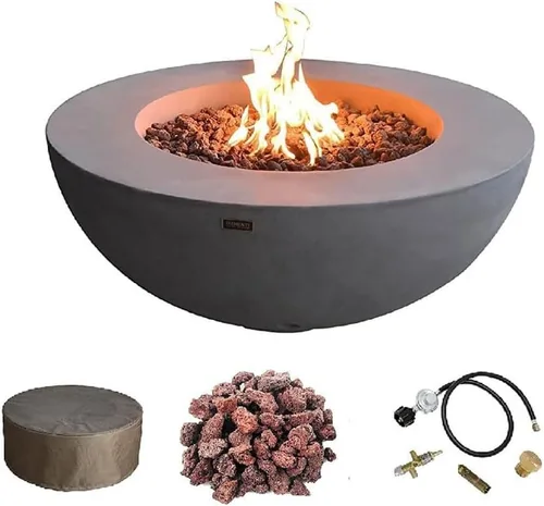 Vista 42 de Elementi+ Mesa de Fuego de Gas Colorado de Hormigón Fundido de 56" Rectangular, Hoguera al Aire Libre con Ignición Electrónica Incluye Cubierta