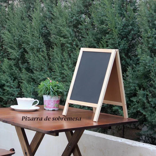 Vista 6 de Pizarra echada a un lado doble del marco de madera independiente para el tablero del menú de la mesa, letrero del mensaje de la boda