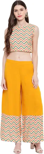 Vista 4 de Janasya - Top corto para mujer, color amarillo