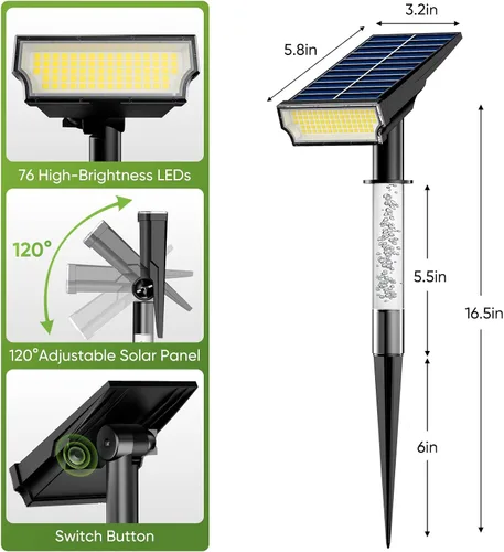 Vista 7 de Focos solares impermeables para exteriores, color blanco cálido