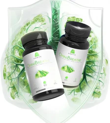 Vista 4 de OmniBreathe Suplemento de desintoxicación pulmonar y apoyo respiratorio Hoja de gordolobo, cordyceps, NAC y vitaminas para una respiración clara