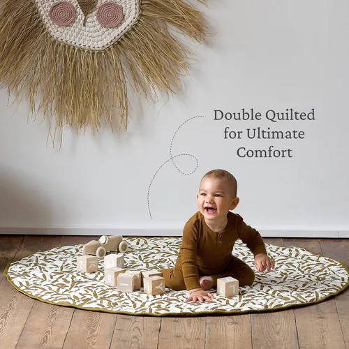 Vista 4 de Toddlekind Tapete de juego acolchado reversible de lujo 100% algodón orgánico de 48 pulgadas para bebés/niños pequeños, multifuncional, castillo