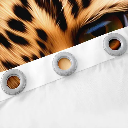 Vista 5 de Erosebridal Cortinas de Rosas Rojas 3D Tratamientos para Ventanas de Guepardo, Paneles de Cortinas con Estampado de Gato Leopardo para Sala