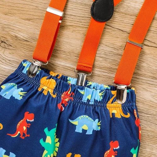 Vista 6 de Conjunto de ropa de manga corta con tirantes ajustables en la espalda en Y para bebés y niños