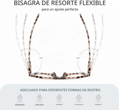 Vista 4 de Reading Glasses for Women Men - Blue Light Blocking Magnifying Readers,Square Anti-Glare Computer Eyeglasses Multi-01