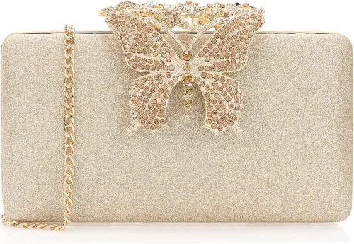 Vista 12 de Dexmay - Bolso de noche para mujer con cierre de mariposa y diamantes de imitación