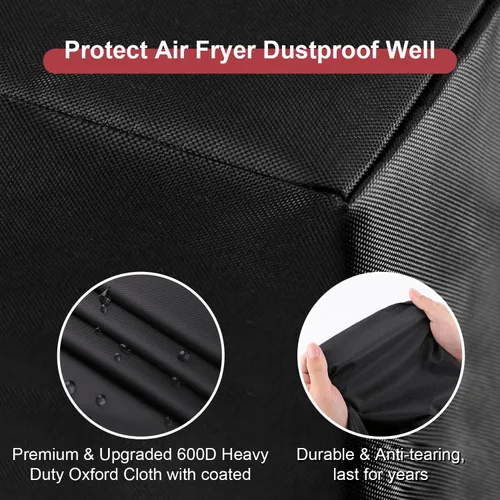 Vista 3 de Funda para freidora de aire para freidora de aire pequeña de 2 a 5 cuartos de galón, cubierta impermeable y a prueba de polvo, color negro