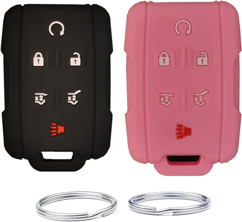 Vista 13 de Funda de silicona para llavero con control remoto para GMC Chevrolet 2 Negro con rojo