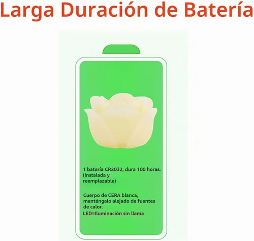 Vista 4 de Velas flotantes LED sin llama, rosa de cera de 2.5 pulgadas con batería LED parpadeante que funciona más de 100 horas de velas impermeables